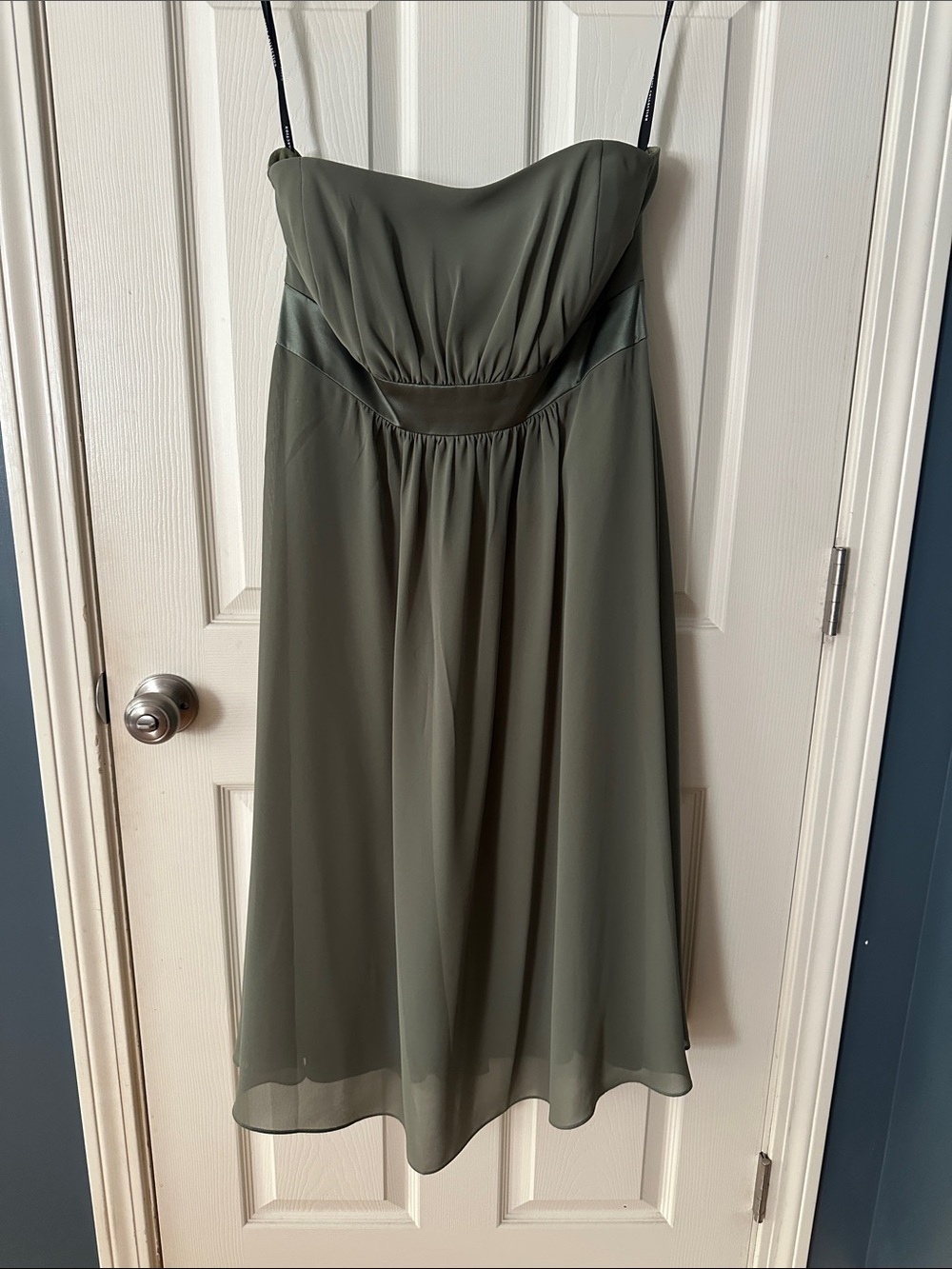 Dessy Collection Olive Strapless Midi Dress